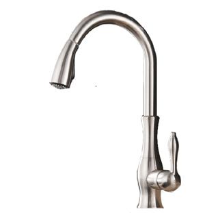 Küchenarmatur mit ausziehbarem Auslauf im Retro-Stil, SILBER MATT