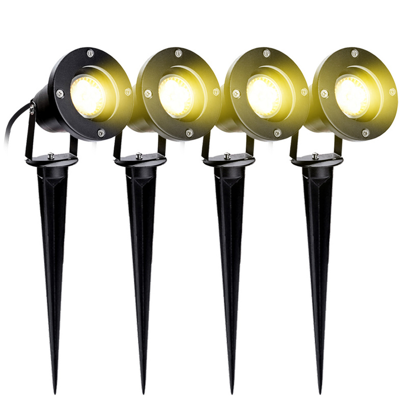 Jopassy 4X Gartenstrahler 4W LED Gartenleuchte mit Erdspieß Rasen Licht Warmweiß Wasserdicht IP65 für Außenbereich Garten Teich Landschaft RL-HG5204-4-BD