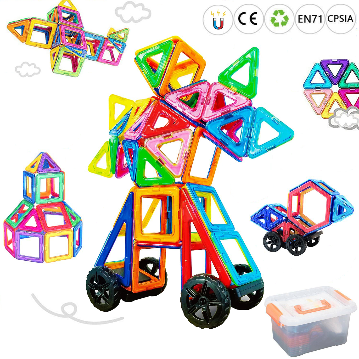 34 tlg große magnetische Bausteine Phantasie Kinder Kinder erleuchten Spielzeug 