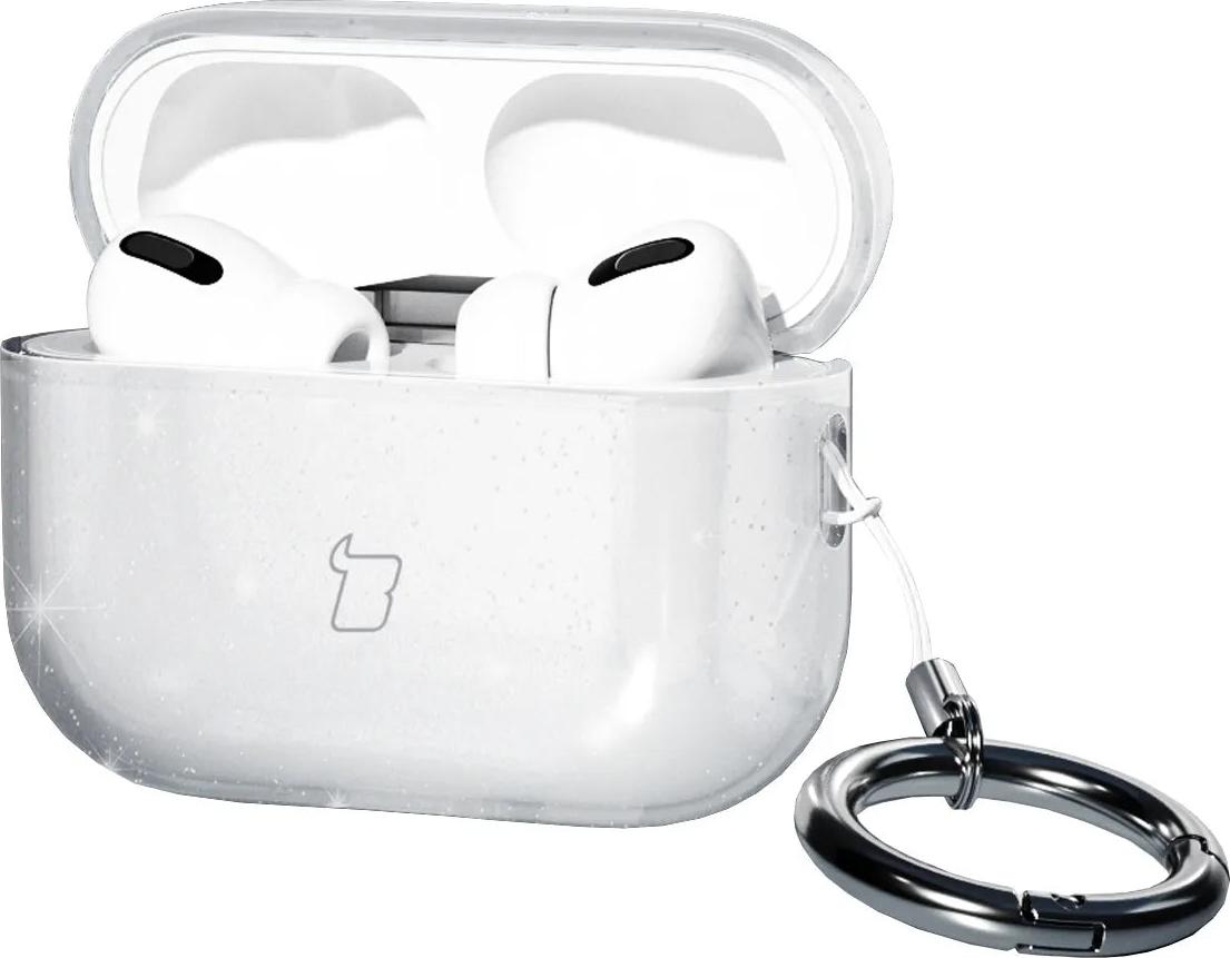 Airpods Pro 3 laadimiskarbiümbris Bizon Glitter, läbipaistev