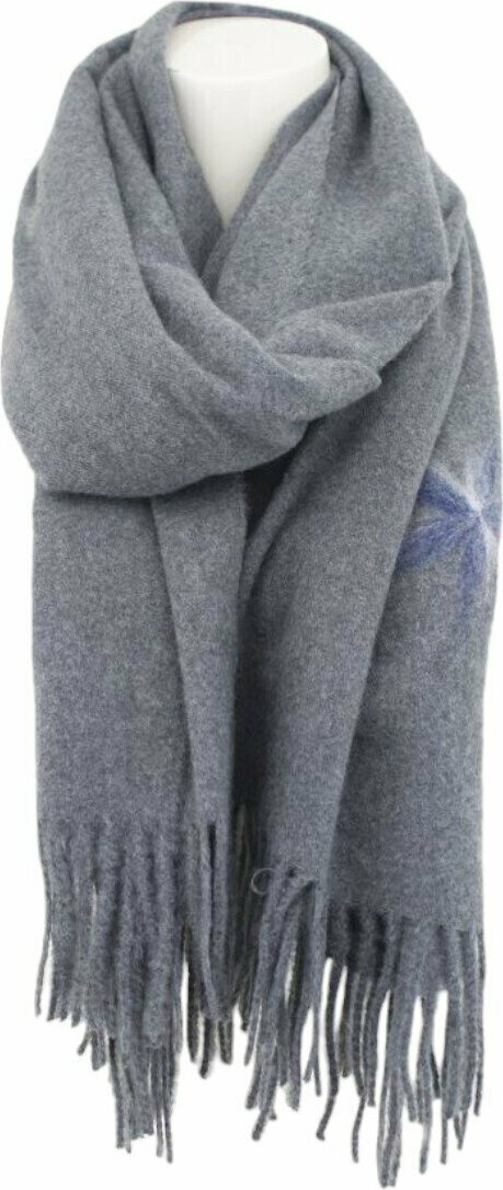 antonio world fashion Winter Damen Schal Cashmera » Fransenschal Soft Feeling » Winterschal 180x72 cm » Damenschal mit Blume [Grau]