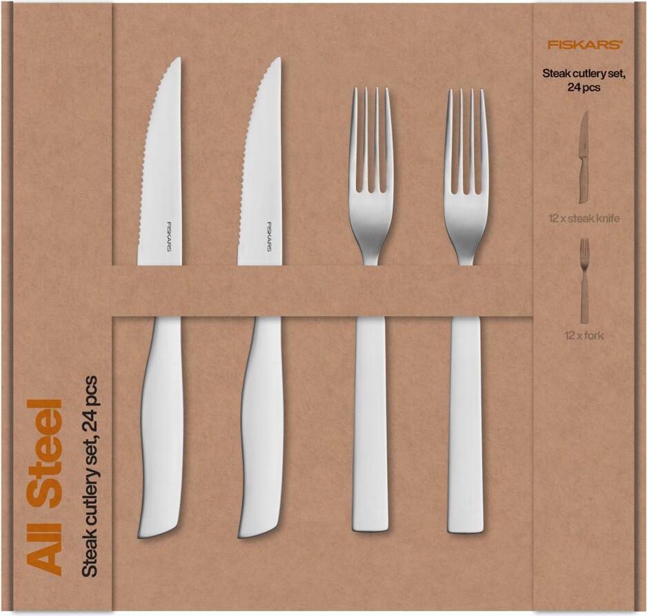 Fiskars All Steel Steakbesteck-Set, 24-teilig, 1071625