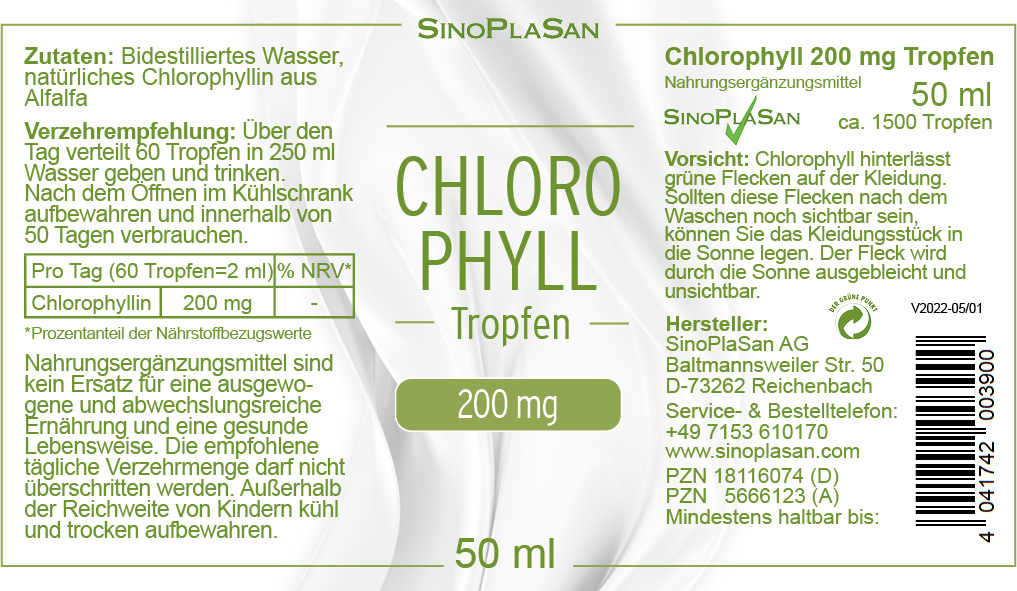 SinoPlaSan AG Chlorophyll 200 mg Tropfen 50 ml 18116074