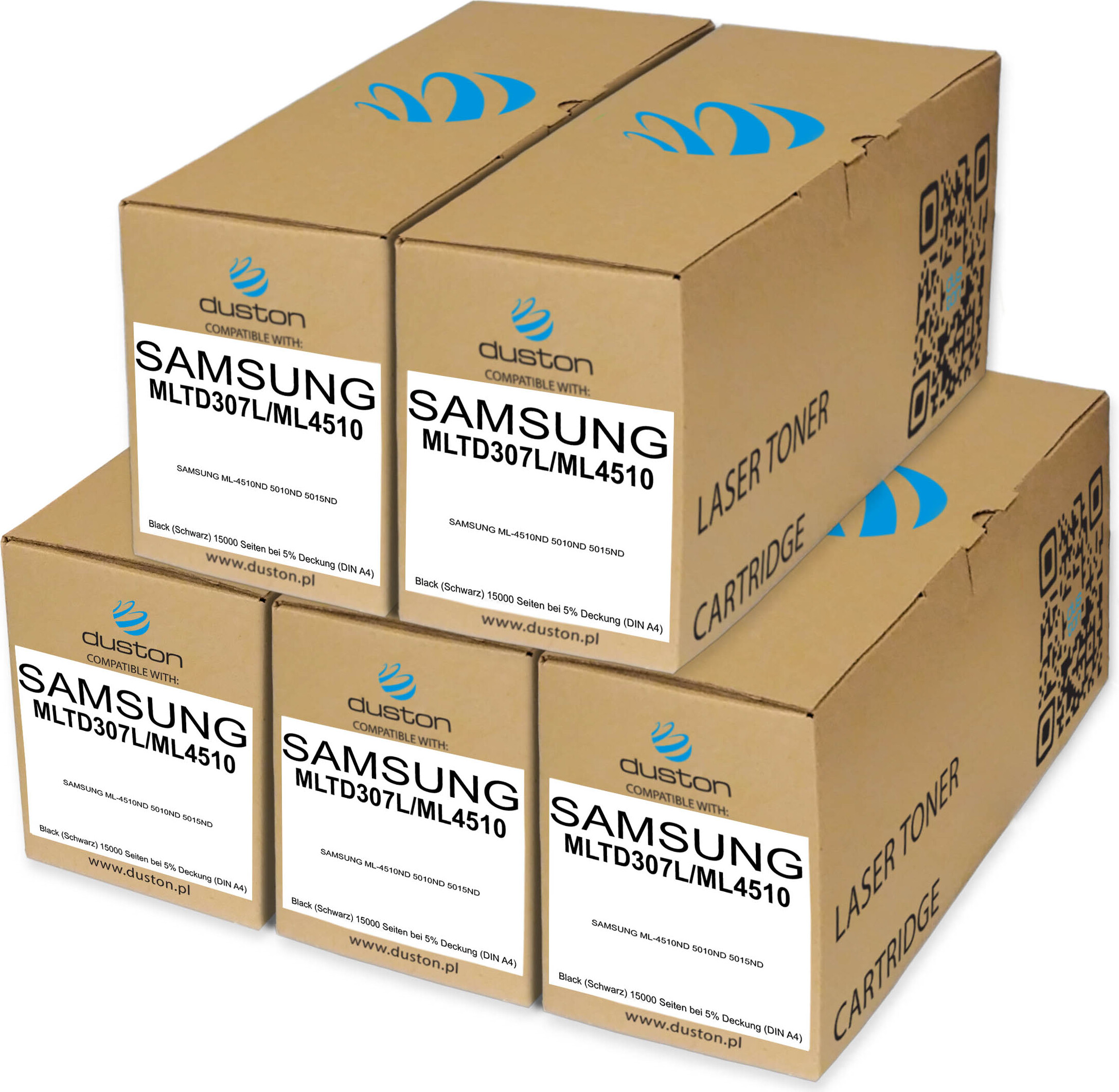 5x toner MLTD307L/ML4510, MLT-D307L Tonerová kazeta do tlačiarne čiernej farby kompatibilná so SAMSUNG ML-4510ND 5010ND 5015ND
