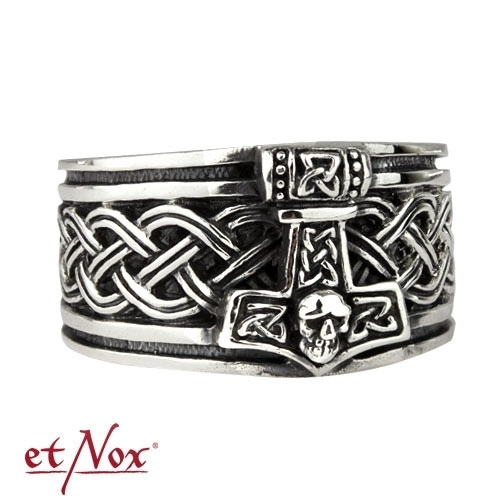etNox Ring „Thors Hammer“ aus Edelstahl