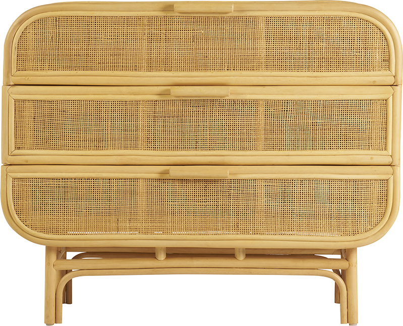 Miliboo - Rattan-Kommode mit 3 Schubladen L100 cm LUWAK