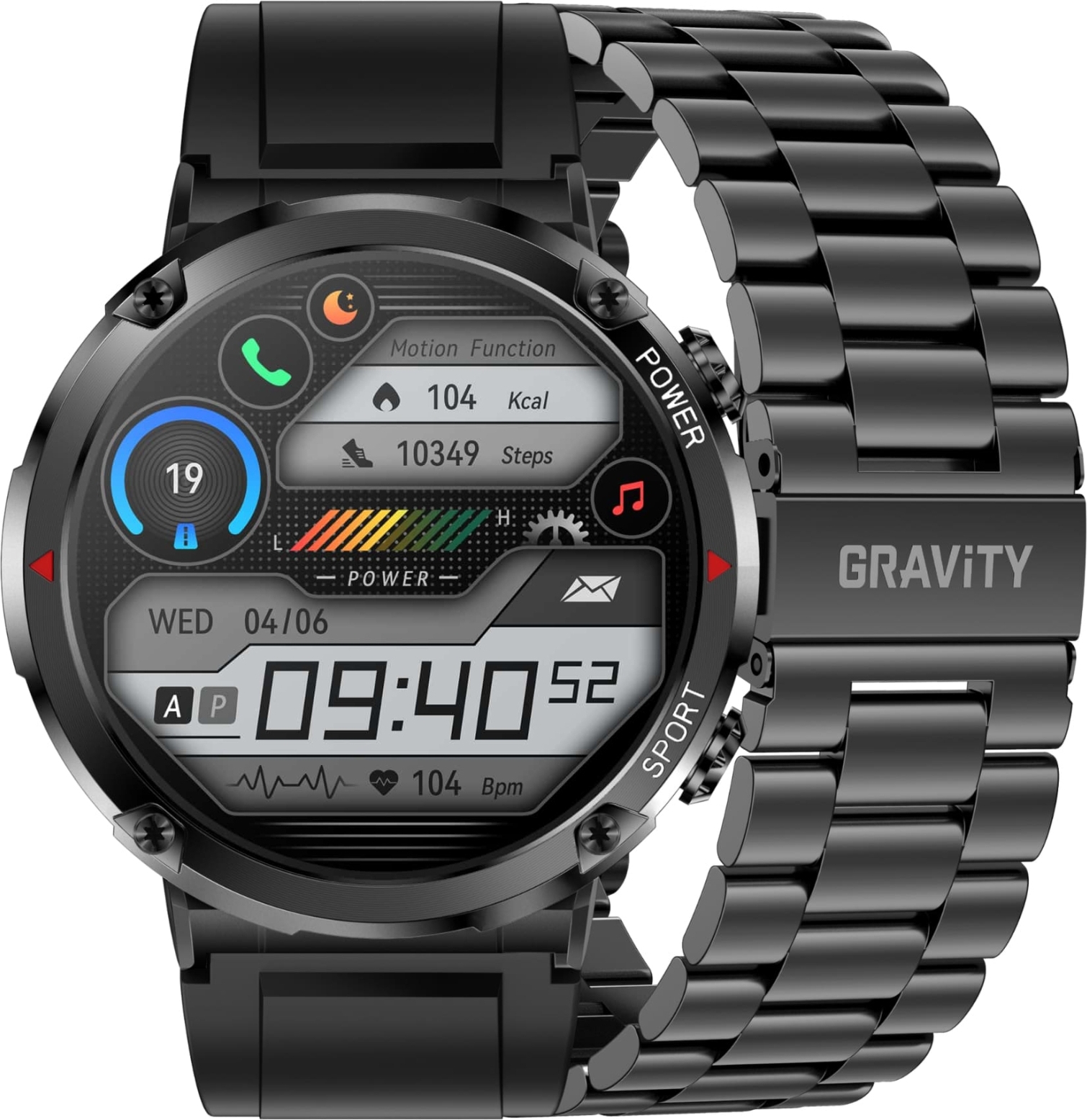Smartwatch Gravity GT21-1+ Schwarzes Silikonarmband