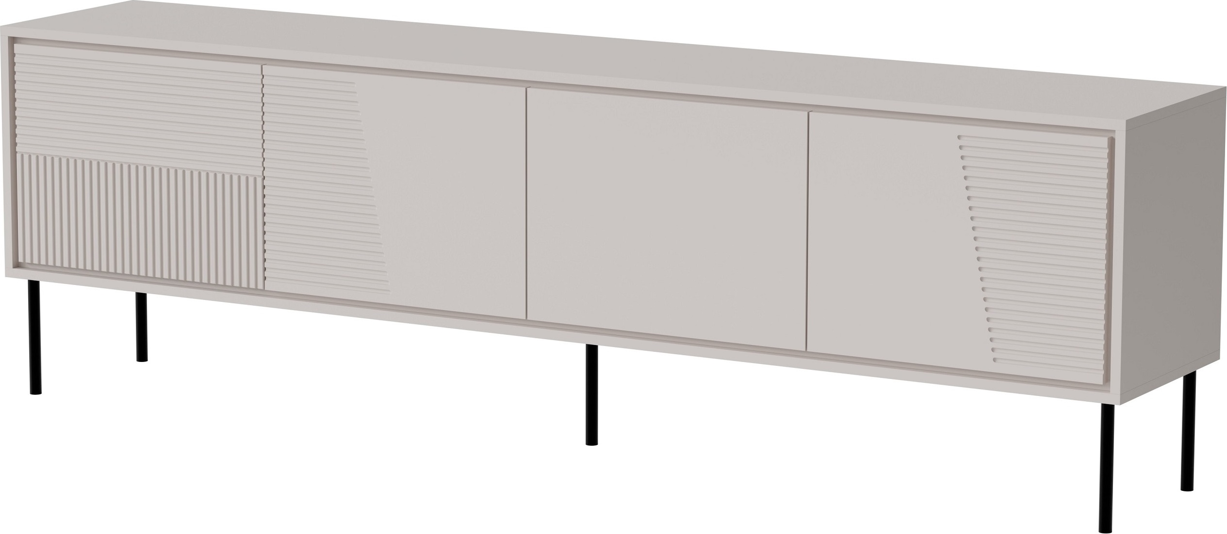 Sonstige TV Schrank ABUDABI 200 cm 4D KASCHMIR BEIGE mit Schwarze Metallbeine mit gefräster fronten 4 Türen Stehen Unterschrank Lowboard Fernsehschrank Modern TV Board Sideboard Metallfüße RTV_ABUDABI_200_KASCHMIR