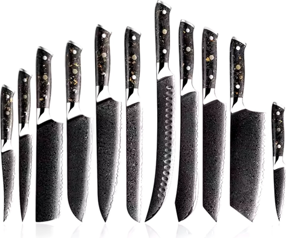 HARAHU Set Damast Küchenmesser WA-35136 - 11 Stück KP35136