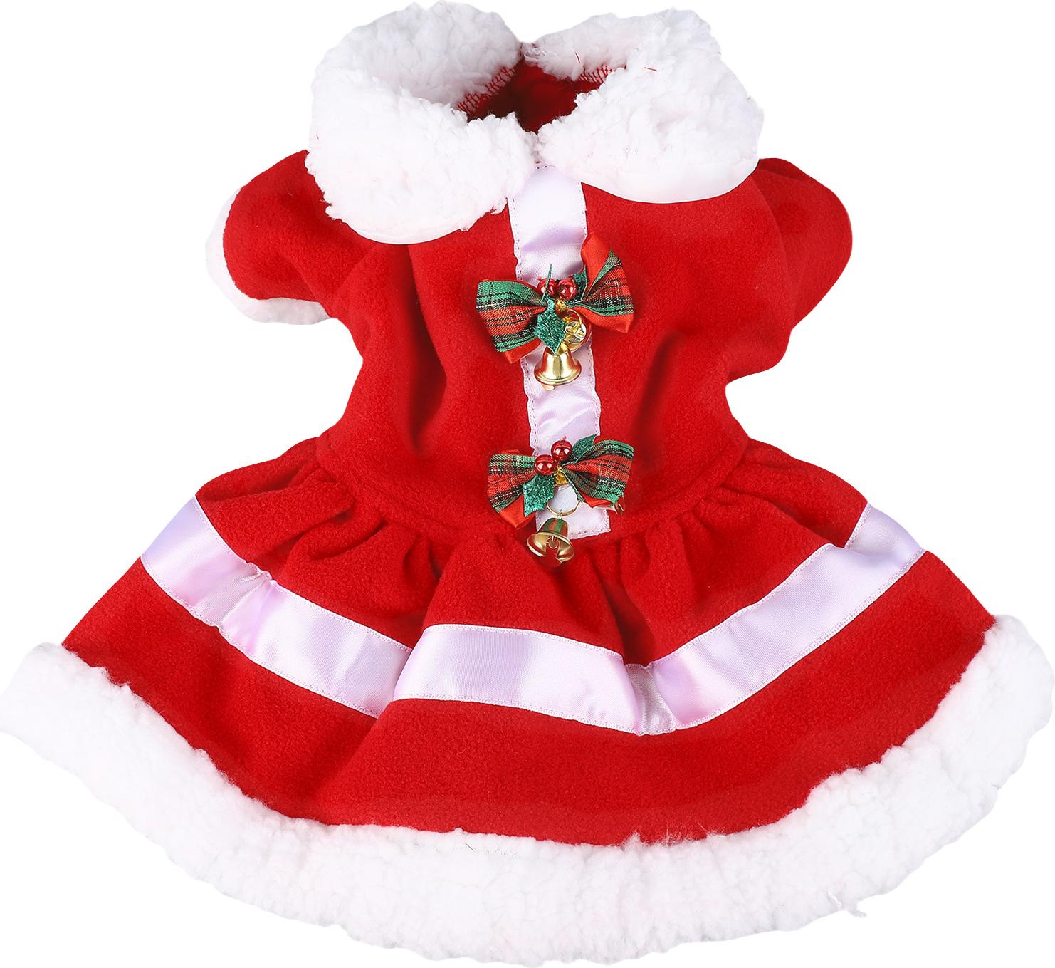 Gistuch Hunde-Weihnachtskleid, Puppenhalsband, verdickt, bequem, warm, niedliches Welpen-Urlaubskostüm mit Glocke für Party, Cosplay, XL