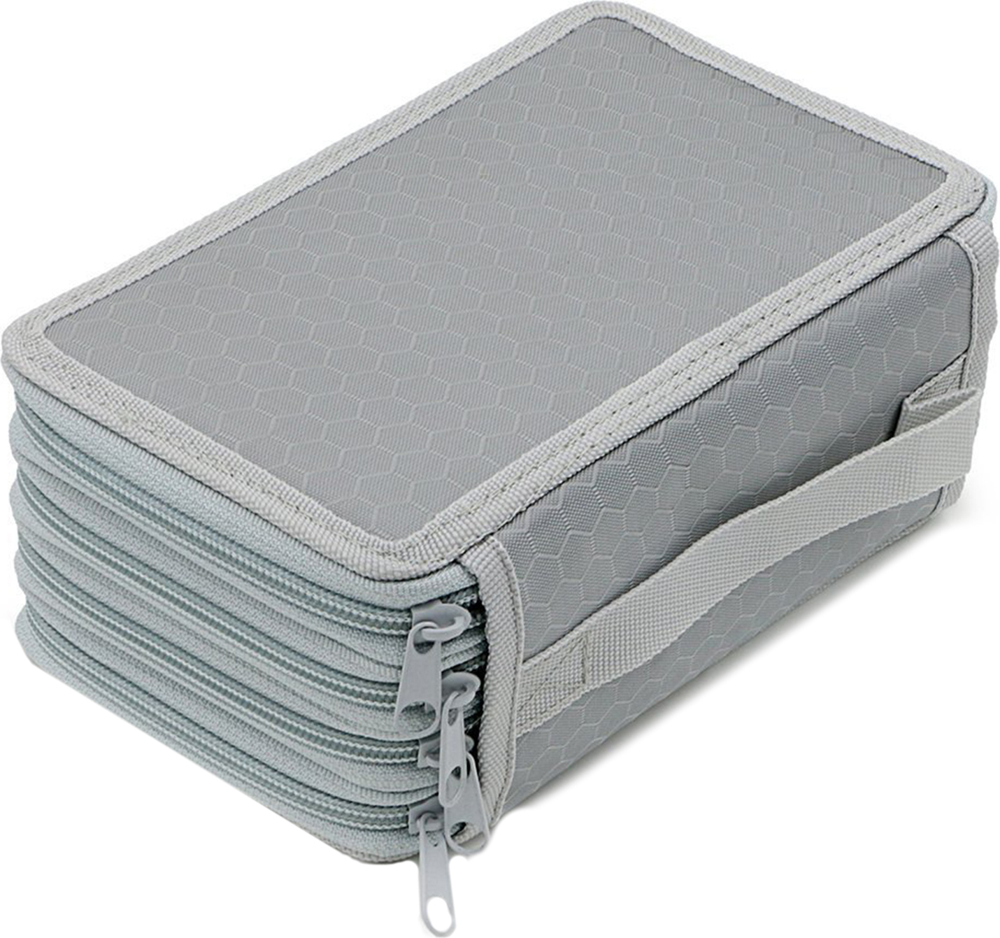 Essen vierschichtiger Bleistiftbeutel Feste Farbe Quadrat 72 Löcher Großkapazität Schreibweise-Grau 2509554@Essen