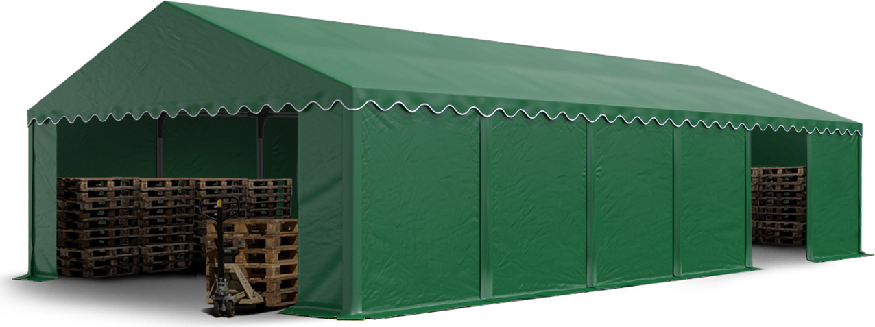 TOOLPORT Lagerzelt 6x12 m Industriezelt Unterstand PVC Plane 750 N dunkelgrün mit Bodenrahmen Image