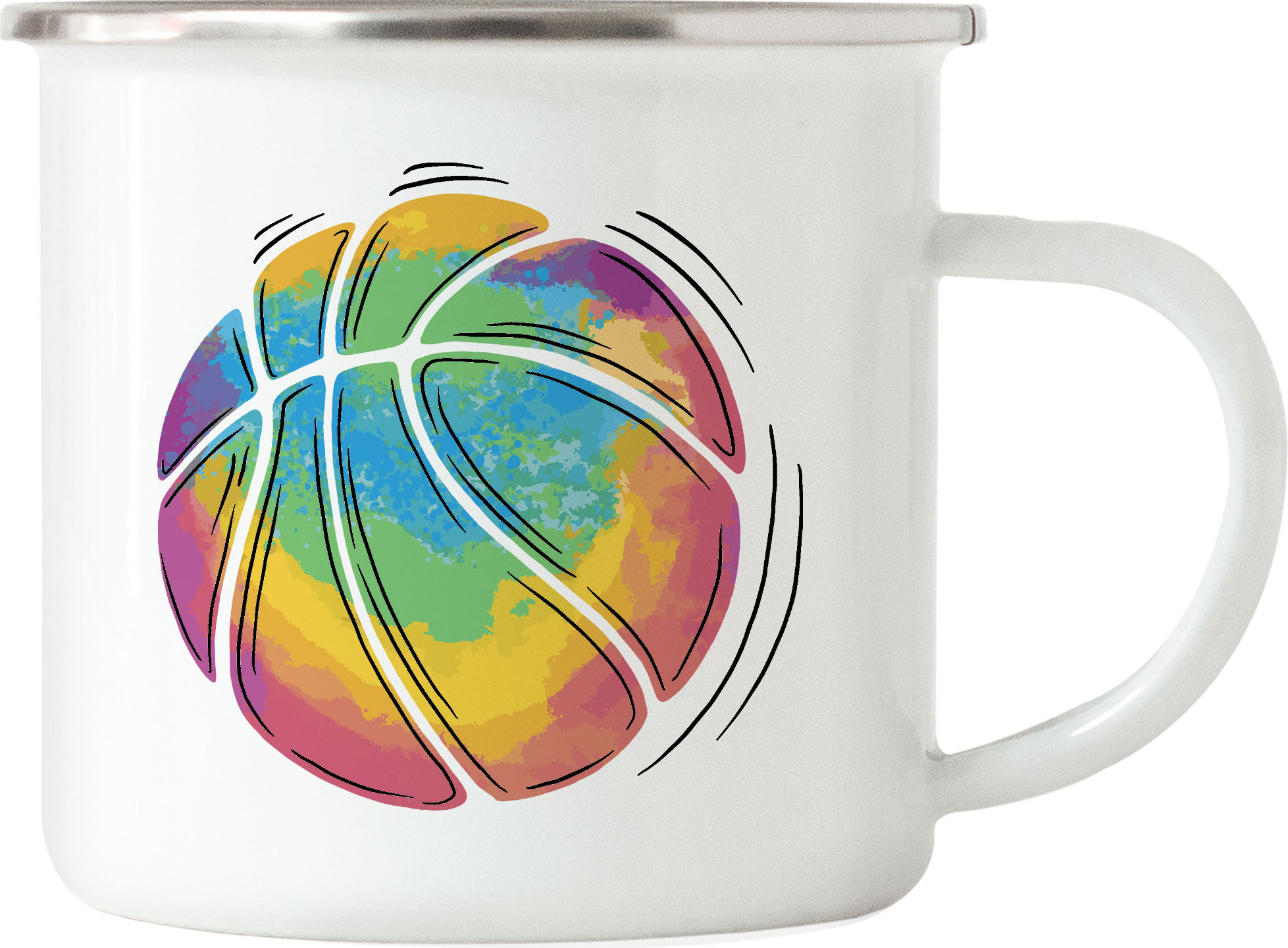 Hey!Print Basketball Emaille Tasse Leben Mannschaft Spieler Teamsport Korb Basket Ballsport Jersey Team Ball HP-1797-E