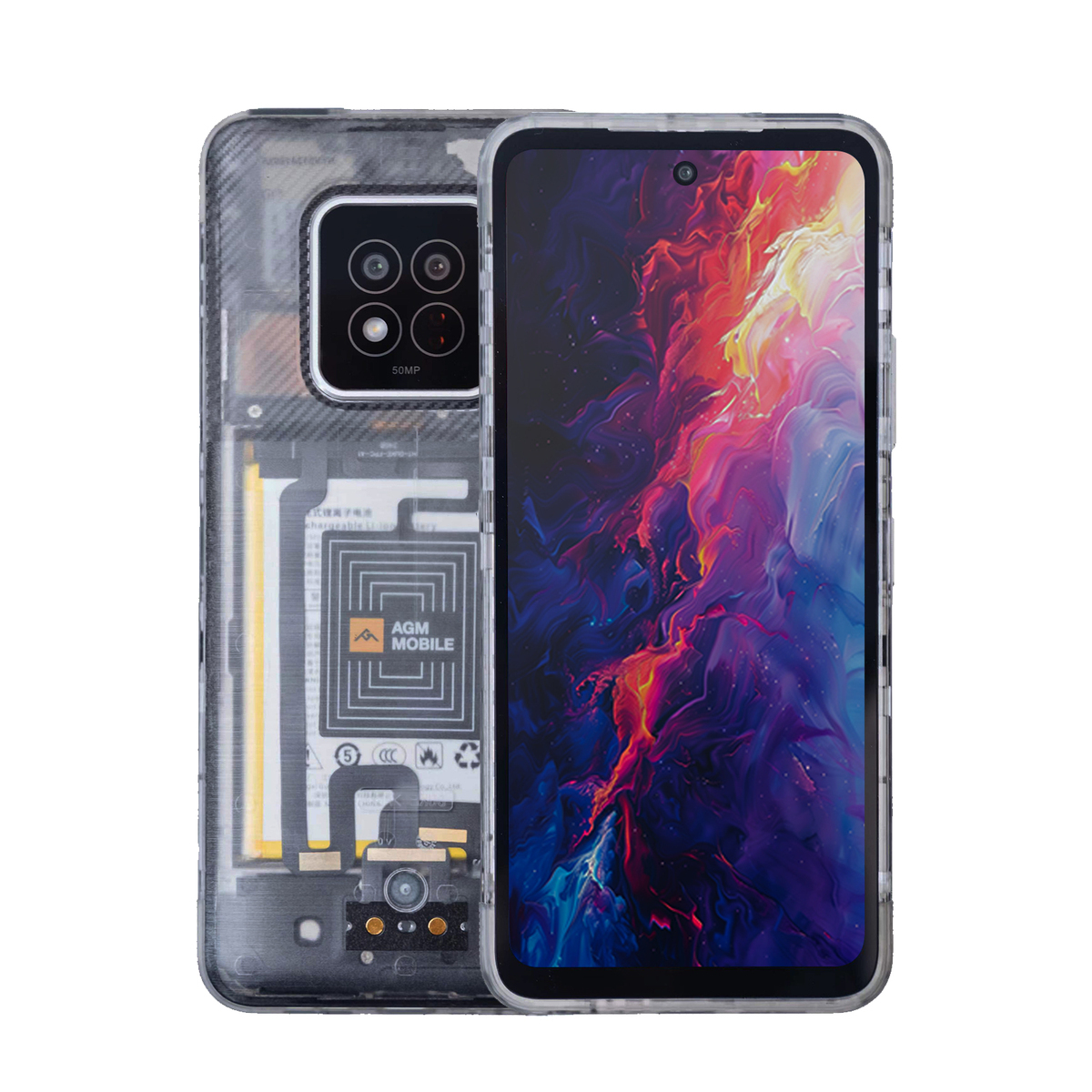 AGM X6 Phantom, 17,2 cm (6.78"), 8 GB, 128 GB, 50 MP, Android 14, Priehľadná