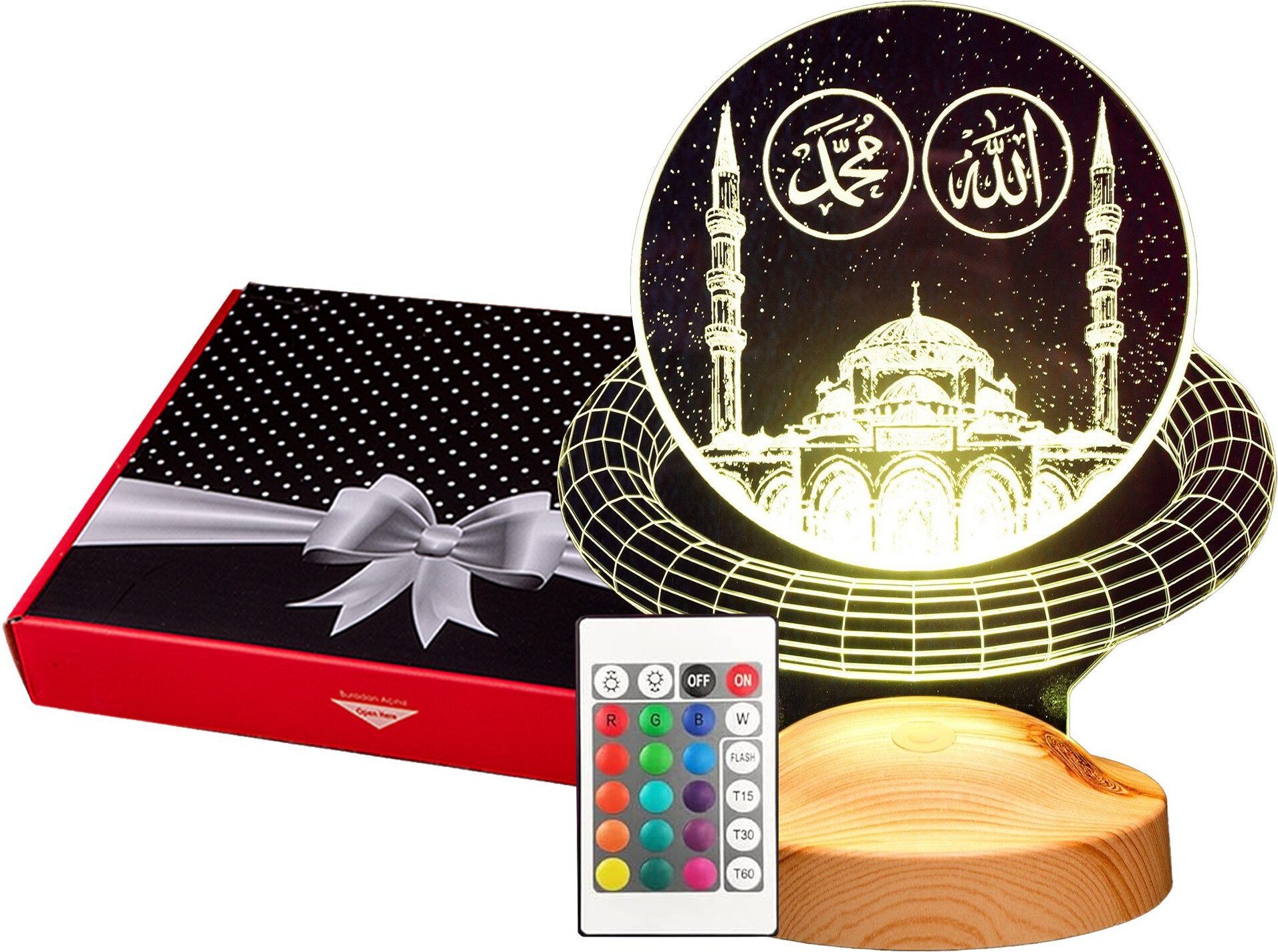 GESCHENKELAMPE 3D LED Nachttischlampe Moschee Nachtlicht muslimische Deko Geschenk für Muslimischen Freund GL-LED-Moschee