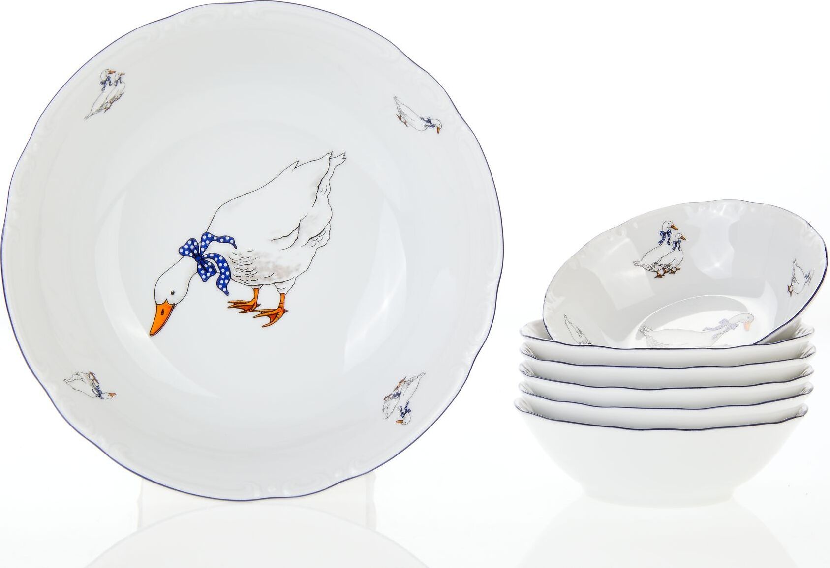 Thun 1794 Kompottenset, Gänse, Porzellan, Konstanz, Thun, 7 d.