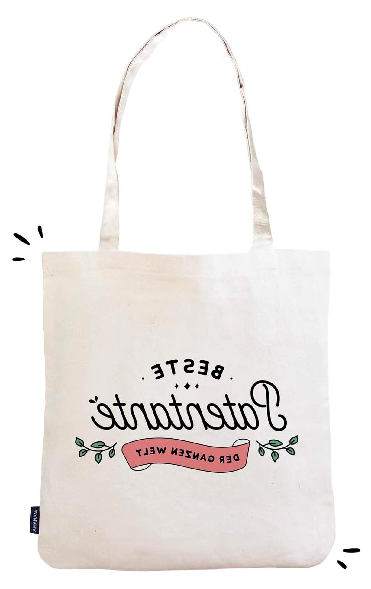 Markenlos Baumwolltasche Geschenk Patentante - Beste Patentante der ganzen Welt - 100% Baumwolle - Einkaufstasche - Taufe - Patentante Anfrage - Zukünftige Patentante - Umhängetasche - Taufpatin