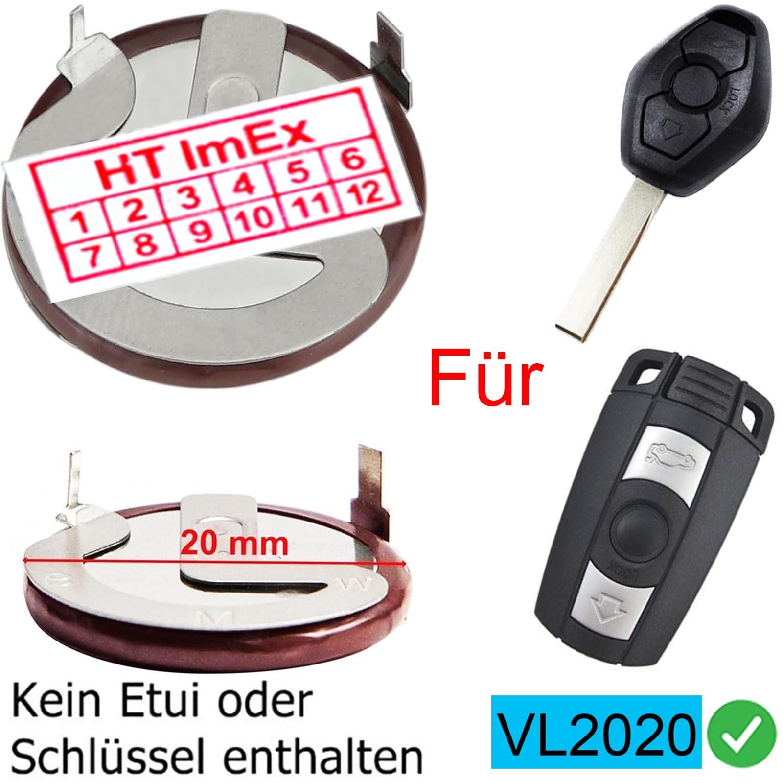 HT ImEx Batterie Battery mit Lötstifte VL2020 kompatibel mit Autoschlüssel BMW X6 2009-2014/06 E71, E72 xDrive40d
