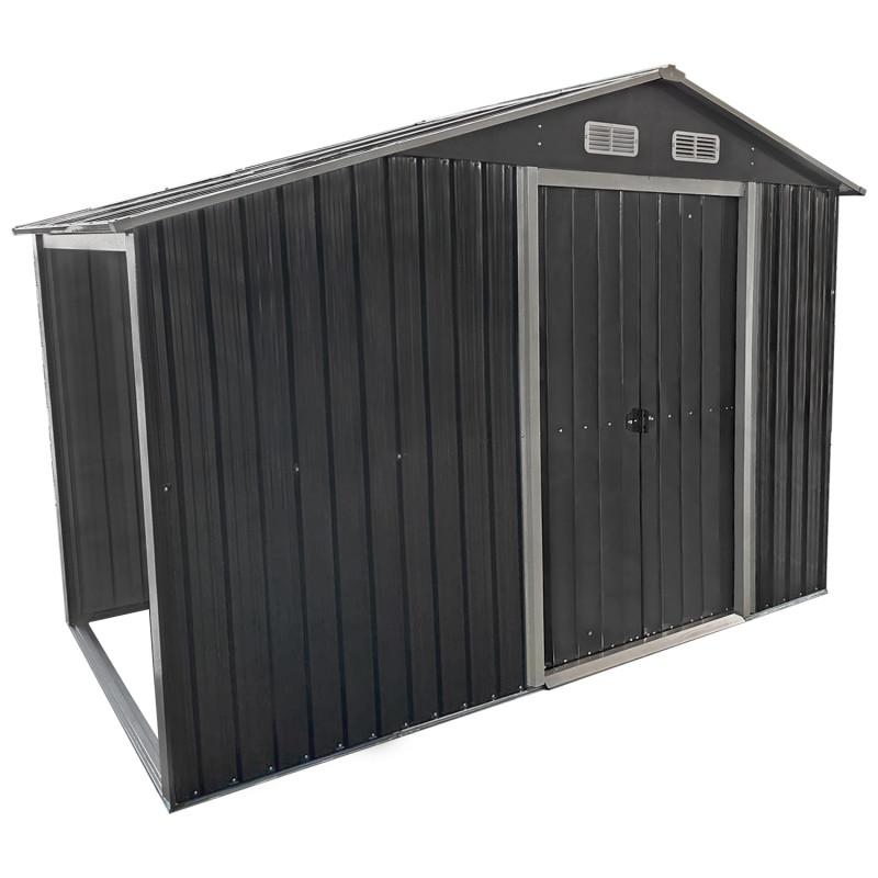 4iQ Stabiler Stahl Geräteschuppen 130x279x196 - 3,5 m² Blechschuppen mit Holzschuppen