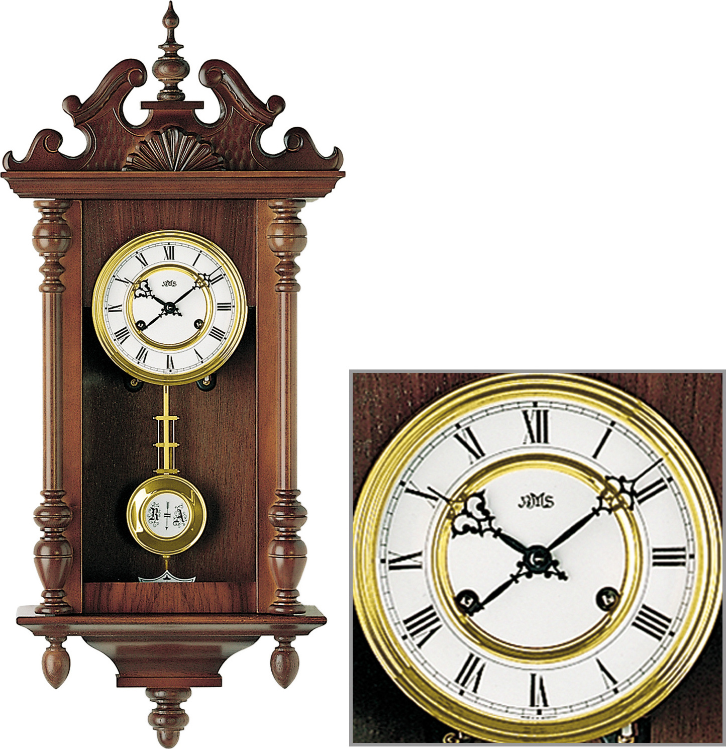 AMS 617/1 Regulateur Regulator mit Pendel Holz nussbaum farben Pendeluhr 41709