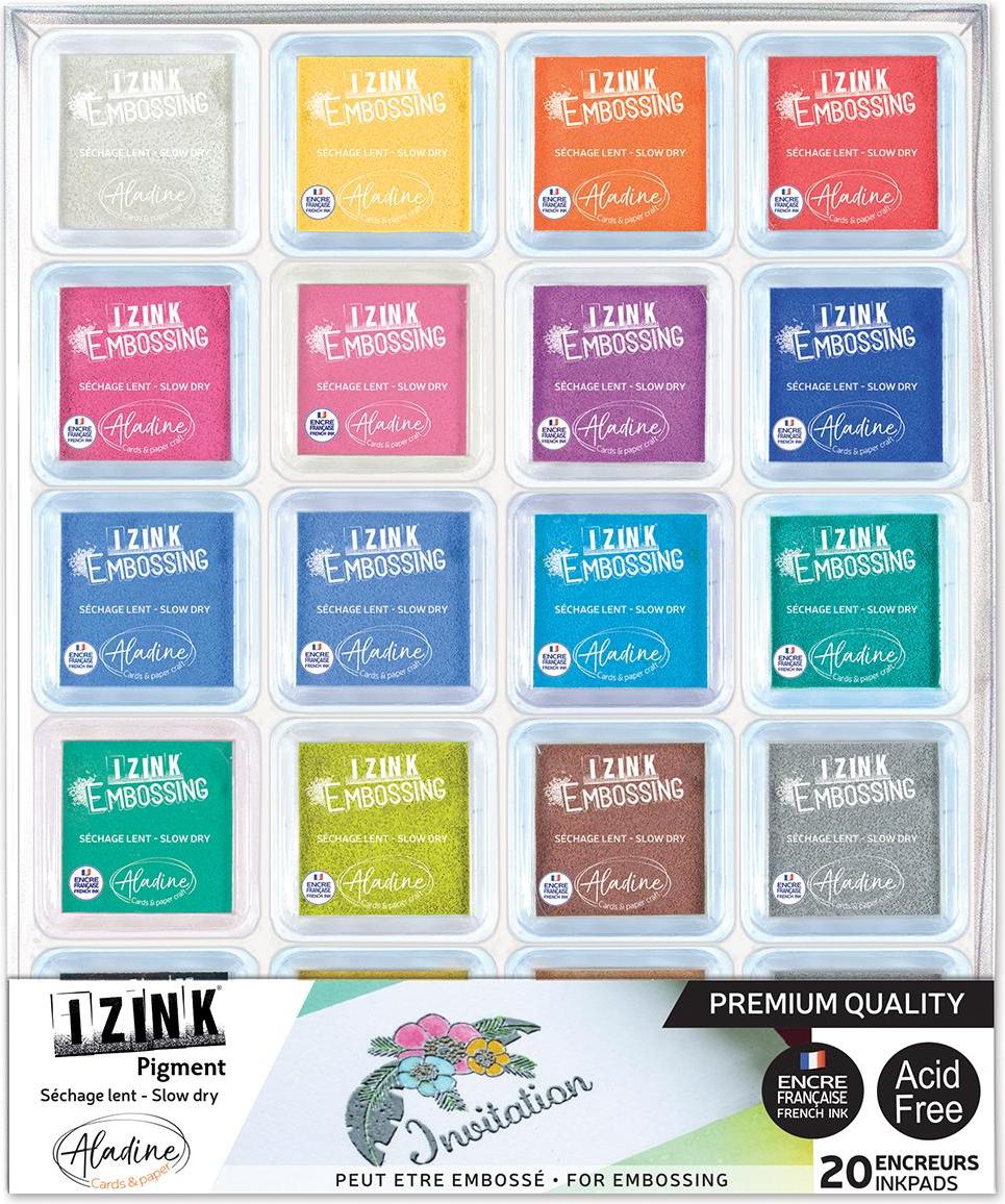 Aladine Stempelkissen Set - Embossing Pigment 20 Stück für Hobby A19702