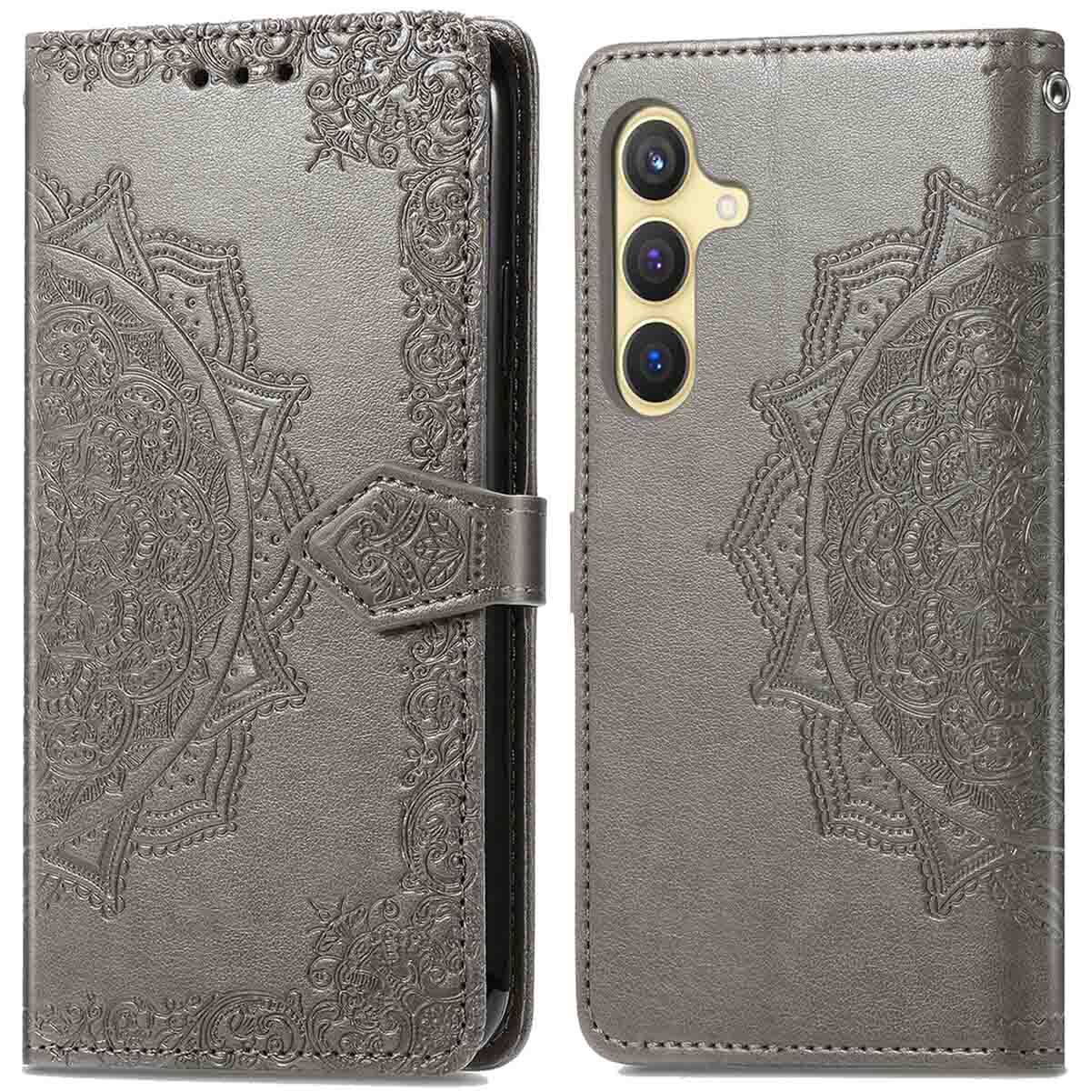 Samsung Galaxy S25/Samsung Galaxy S24 kryt - Imitácia kože - imoshion flip cover - sivý