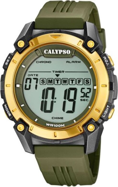 Pánske náramkové hodinky Calypso Chronograph green/black Alarm Date K5814/1