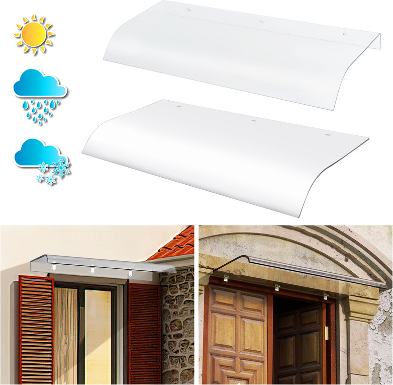 Yakimz Vordach 40 x 80cm Türdach Pultbogenvordach PET Überdachung Haustür Überdachung Haustürvordach Pultvordach RL-HG8456-1-CTa