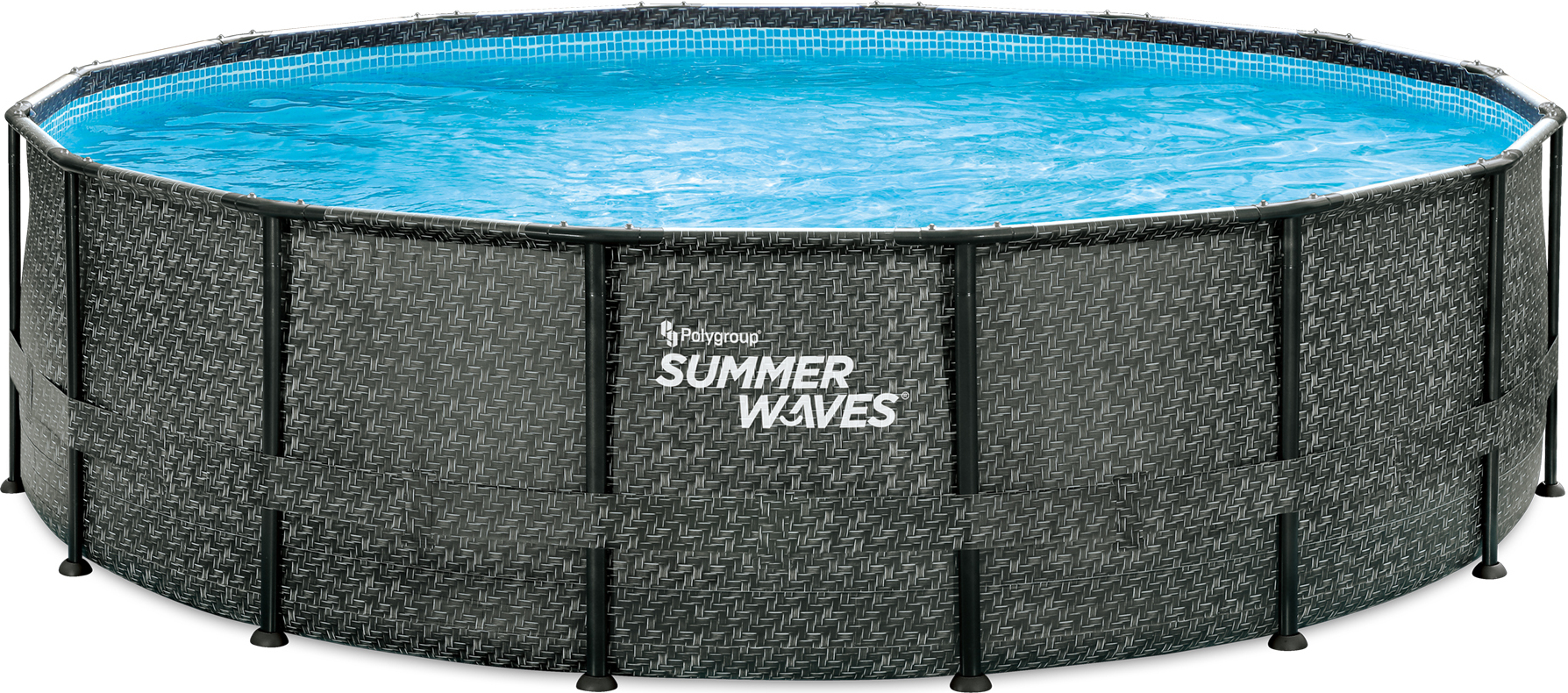 Summer Waves Elite Frame Pool nadzemný bazén kruhový kompletný set ratanový vzhľad sivý Ø 488x122 cm