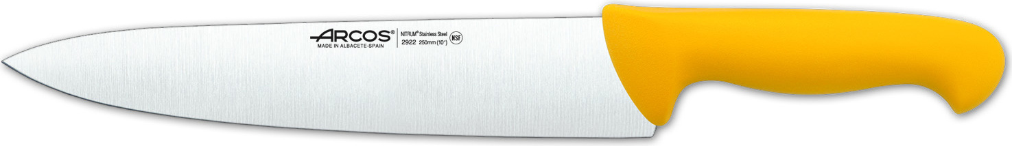 Kochmesser Arcos Farbe - Prof 292200 Edelstahl Nitrum und mango ergonomische gelbe Polypropylenklinge und 25 cm Klinge, Vitrine