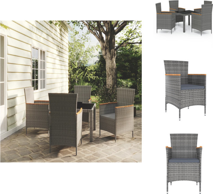 vidaXL 5-dielny záhradný jedálenský set s vankúšmi polyratan sivý - Záhradný nábytok sety