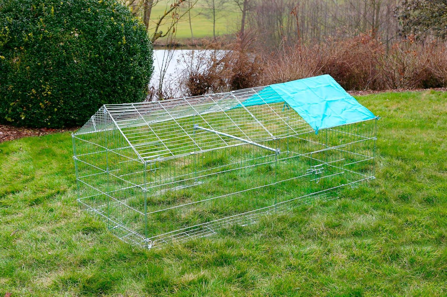 Markenlos Freilaufgehege für Nagetiere und Vögel - 180 x 90 x 75 cm mit Sonnenschutz und Ausbruchssicherung
