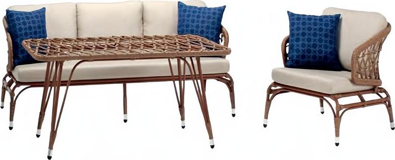 Gartenmöbel Braun Robuste Garten Rattan Garnitur Couchtisch Sessel Sofa 3 Sitzer