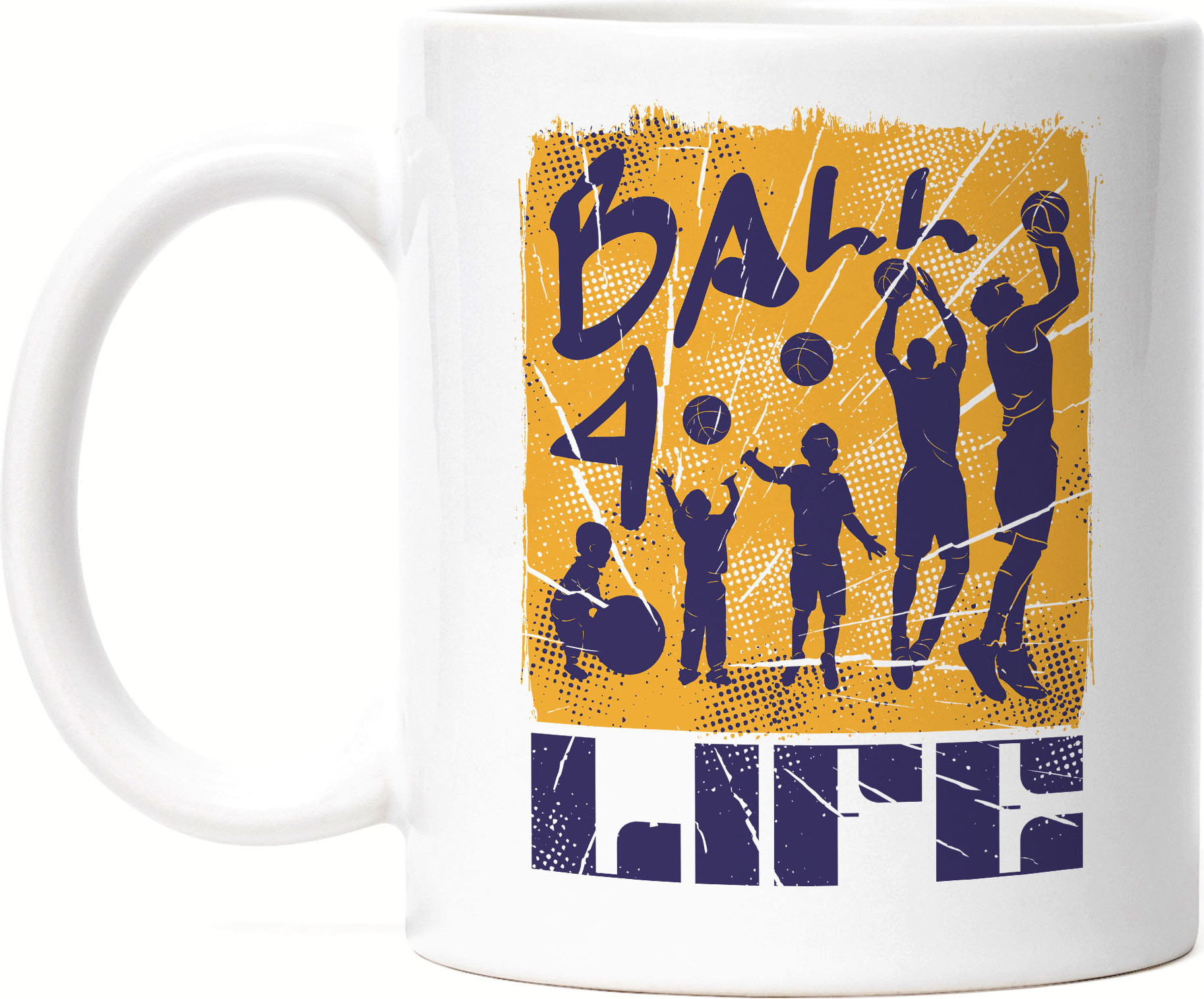 Hey!Print Basketball Tasse Weiß Leben Sport Spieler Korb Teamsport Gewinner Ballsport Jersey Team Mannschaftssport HP-1791-T