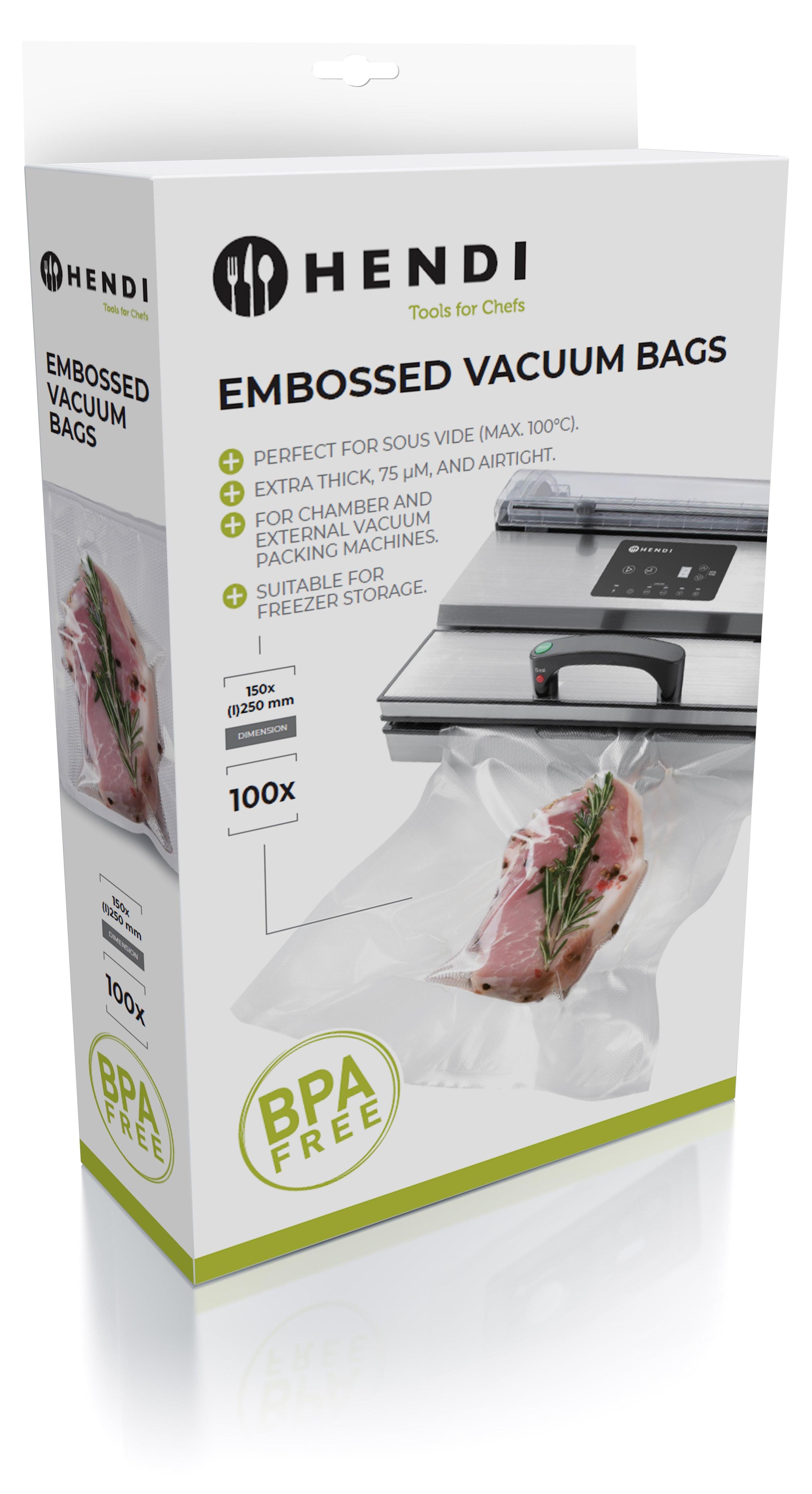 HENDI Sacs De Cuisson Sous Vide 350x450 Mm - Lot De Sacs Étanches Résistants à La Chaleur
