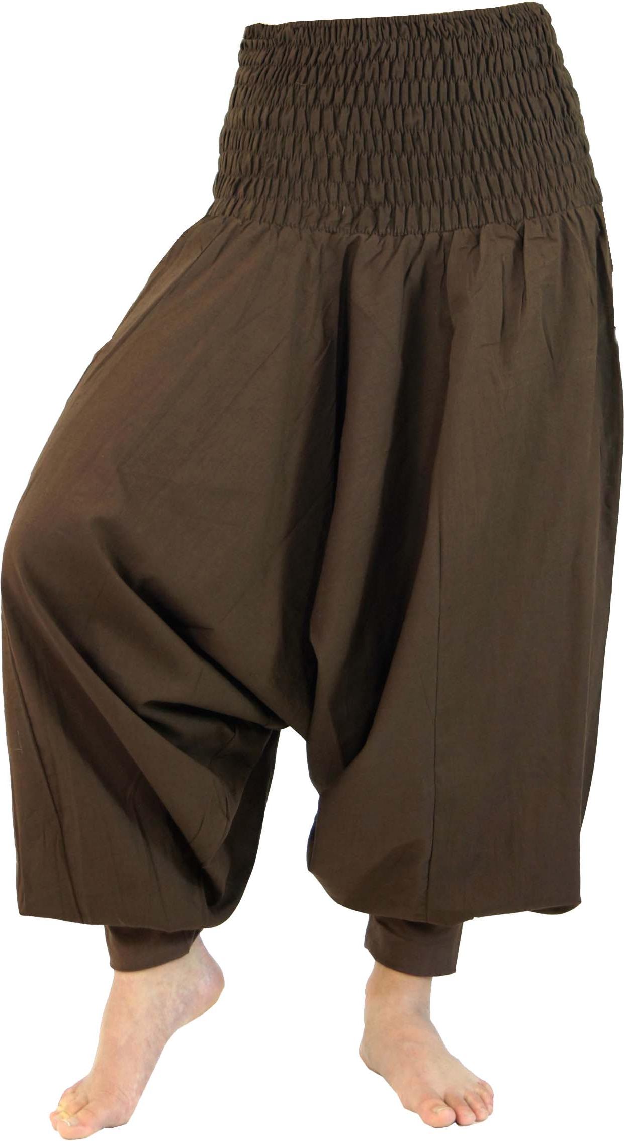 Guru-Shop Aladinhose,Yogahose, Pluderhose, Pumphose - Braun, Damen, Baumwolle, Hosen 32541