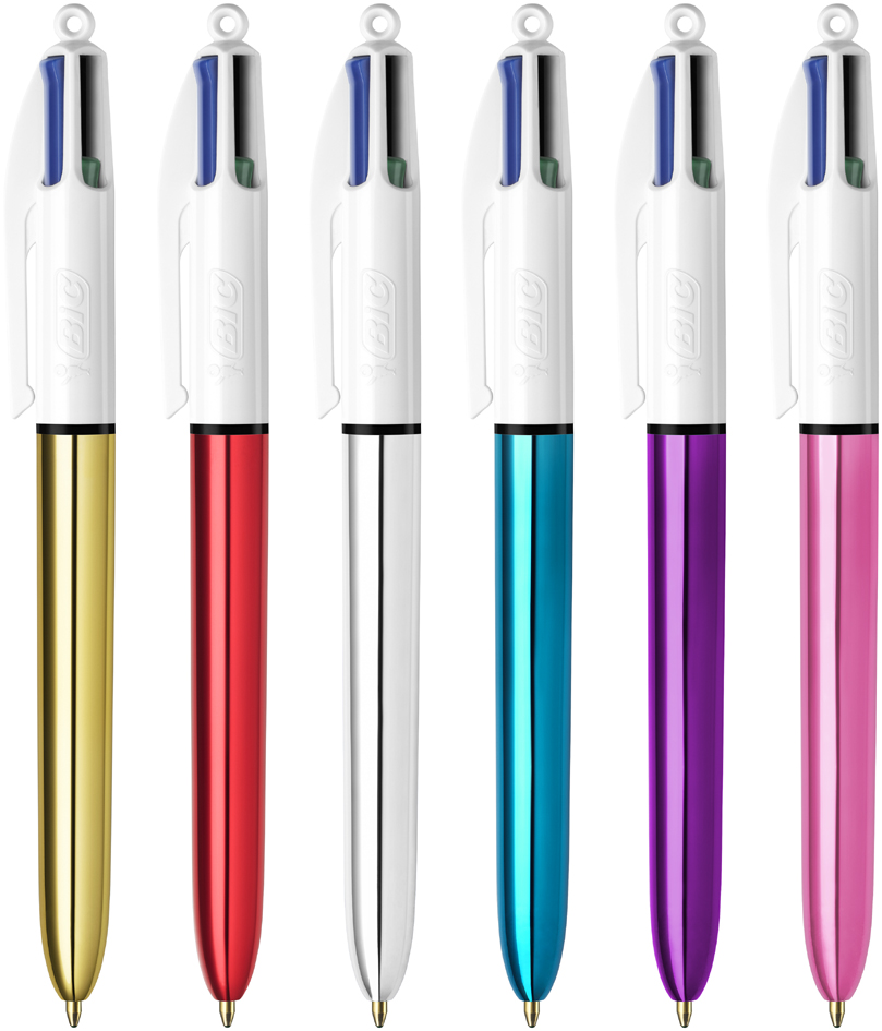 Stück BIC 4-Colour Einziehbar Kugelschreiber Stifte 4 Farbe Griff Mode 0.4 MM 