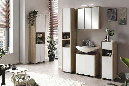 Hochschrank Möbelpartner Juba BxHxT 57x186.5x33.1 cm eiche hell-kreideweiß