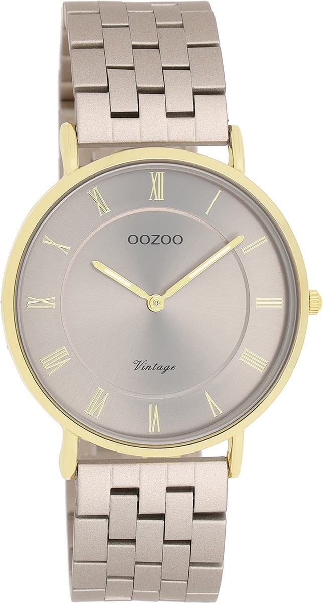 Uni náramkové hodinky OOZOO Vintage Analogue z nehrdzavejúcej ocele béžovej farby UOC20368