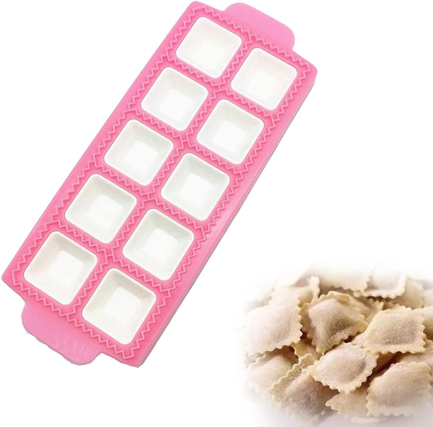 Mmgoqqt Ravioli-Maker-Form – Ravioli-Tablett aus Kunststoff – Form für 10 quadratische Ravioli, Ravioli-Schneider, Ravioli-Presse, Ravioli-Stempel Kau-XJH-LA-20250220-383