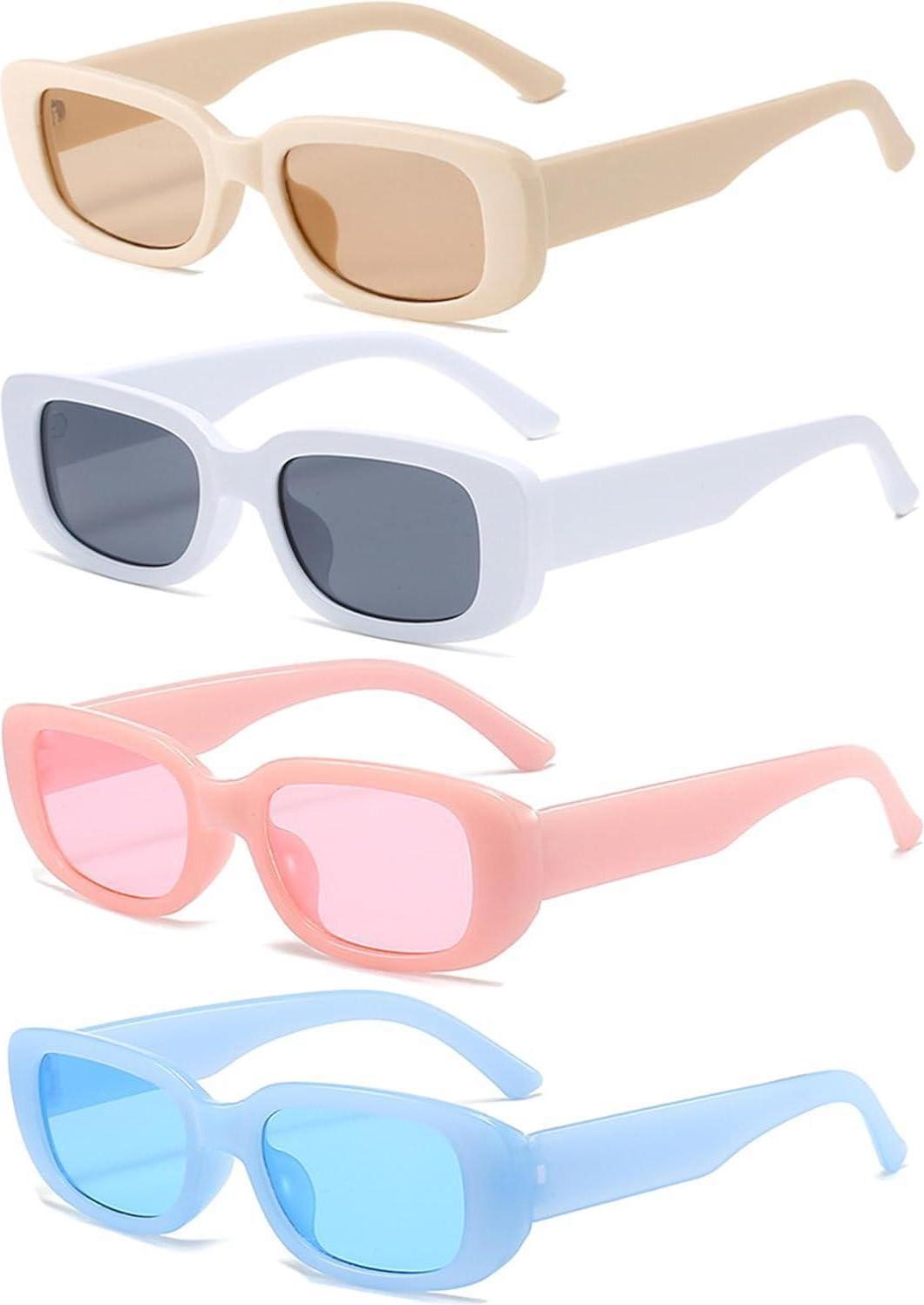 Sonstige 4er Set Rechteckige Sonnenbrillen Retro Vintage Damen Brillen