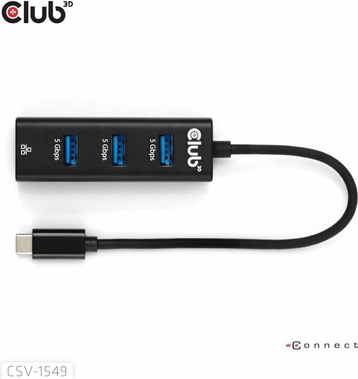Club 3D Club3D USB-Hub USB Typ-C 3.2 > 3x USB Typ A 1Gbps retail CSV-1549