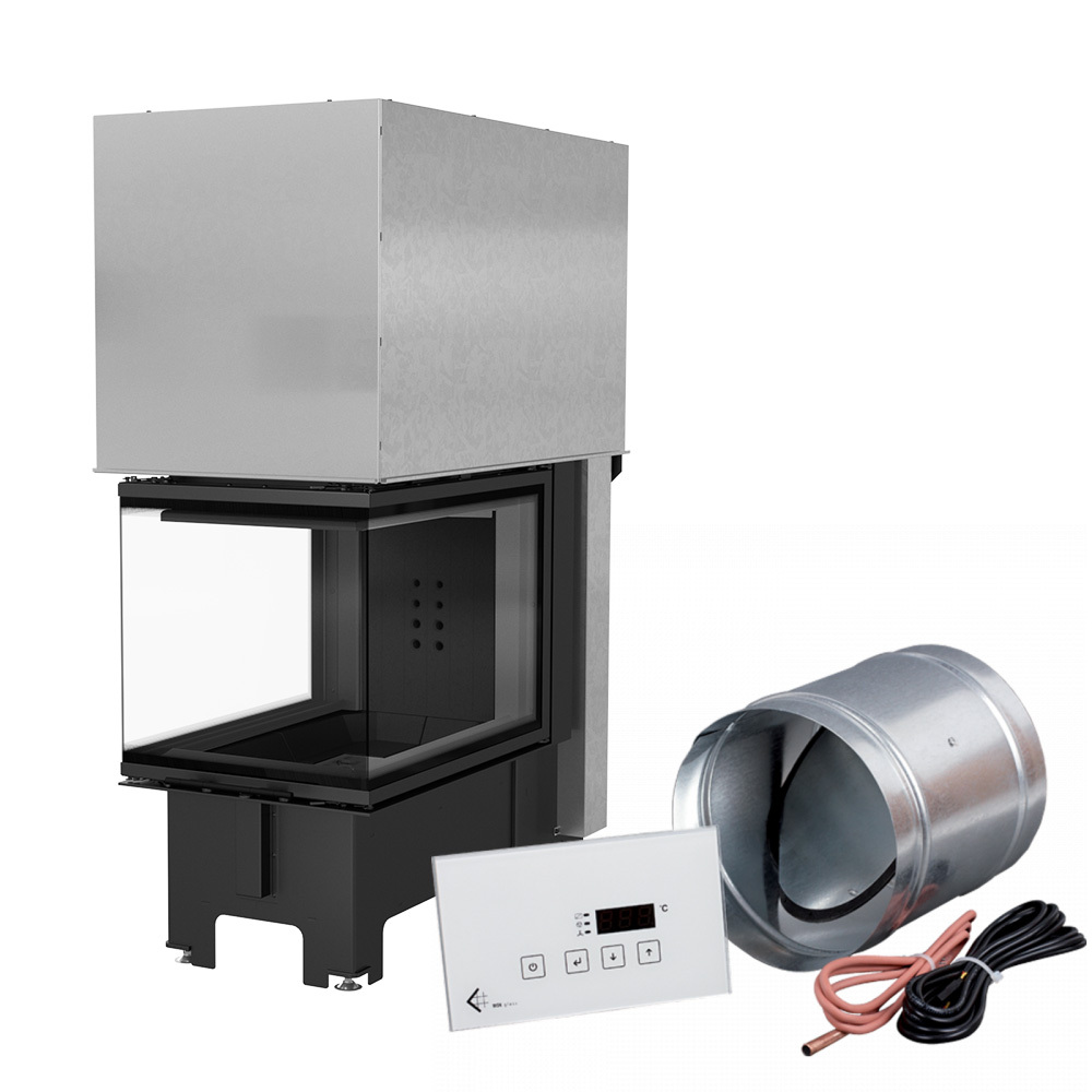 Inteligentný oceľový krb KRATKI NBU 500/700 11 kW Ø 200 Lift-up čierny thermotec MSK GLASS