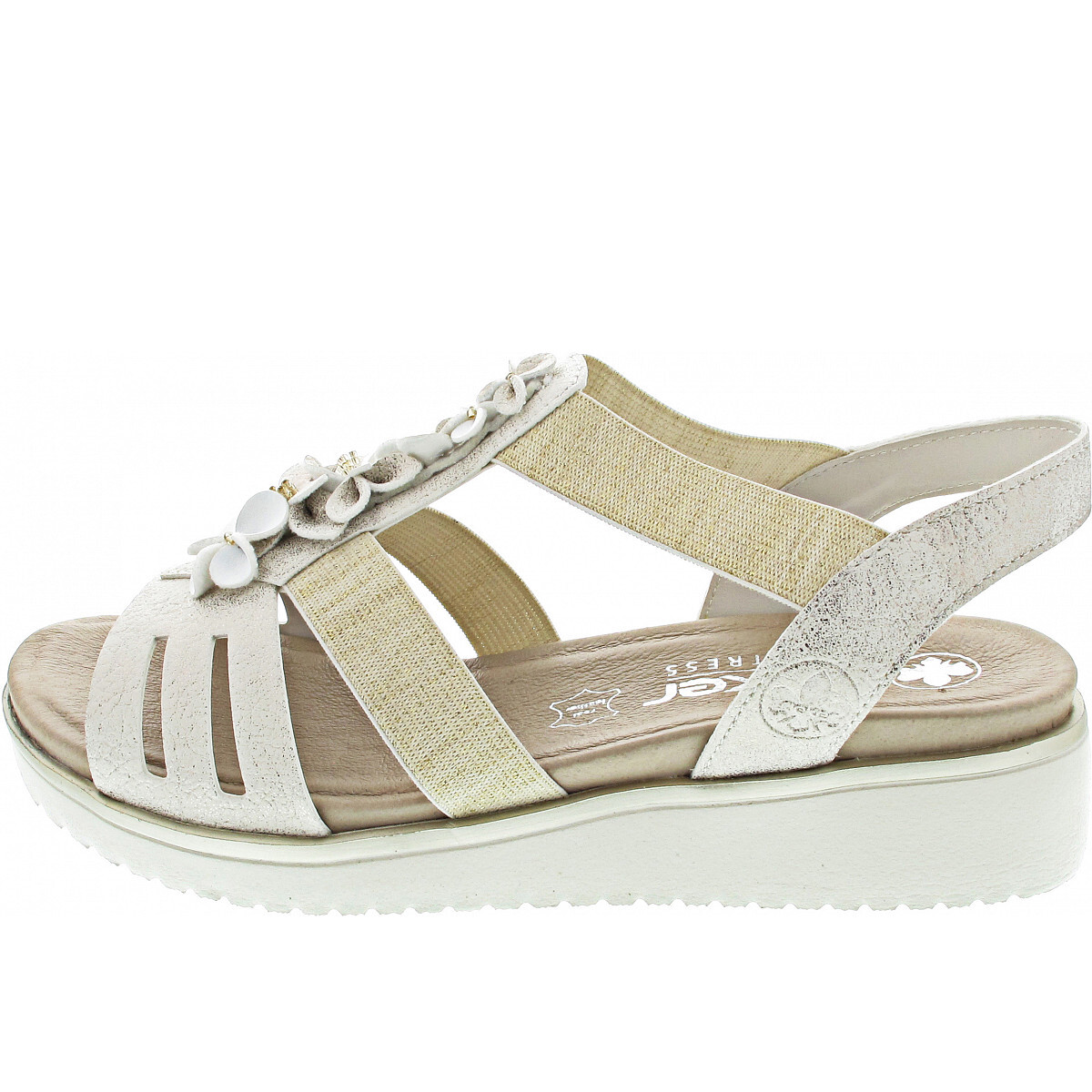 Rieker Damen Sandaletten 22411-36, 22411-37, 22411-38, 22411-39, 22411-40, 22411-41, 22411-42, 22411-43 RIE-V3788 beige-gold 36 V3788-60