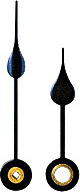 SELVA Zeigerpaar für Pendulen Birne blau poliert Minutenzeiger-L:50mm Std.-Z.-Ø:4,5 Min.-Z.-Ø:2x2