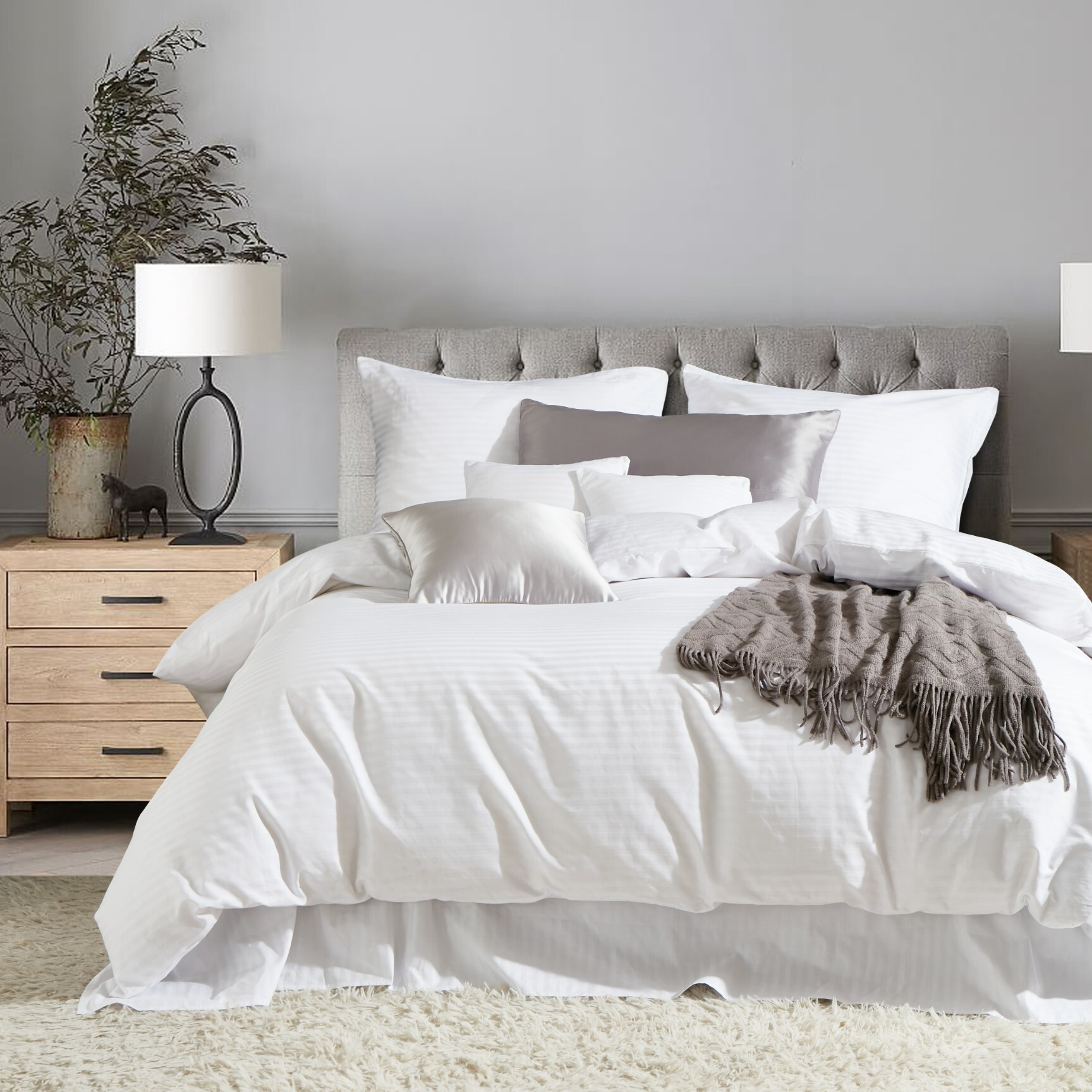 Spod Igly i Nitki. Hotel White Adamaszek Baumwollbettwäsche 160x200cm + 2 Kissenbezüge 70x80cm ADAMASHCOD N