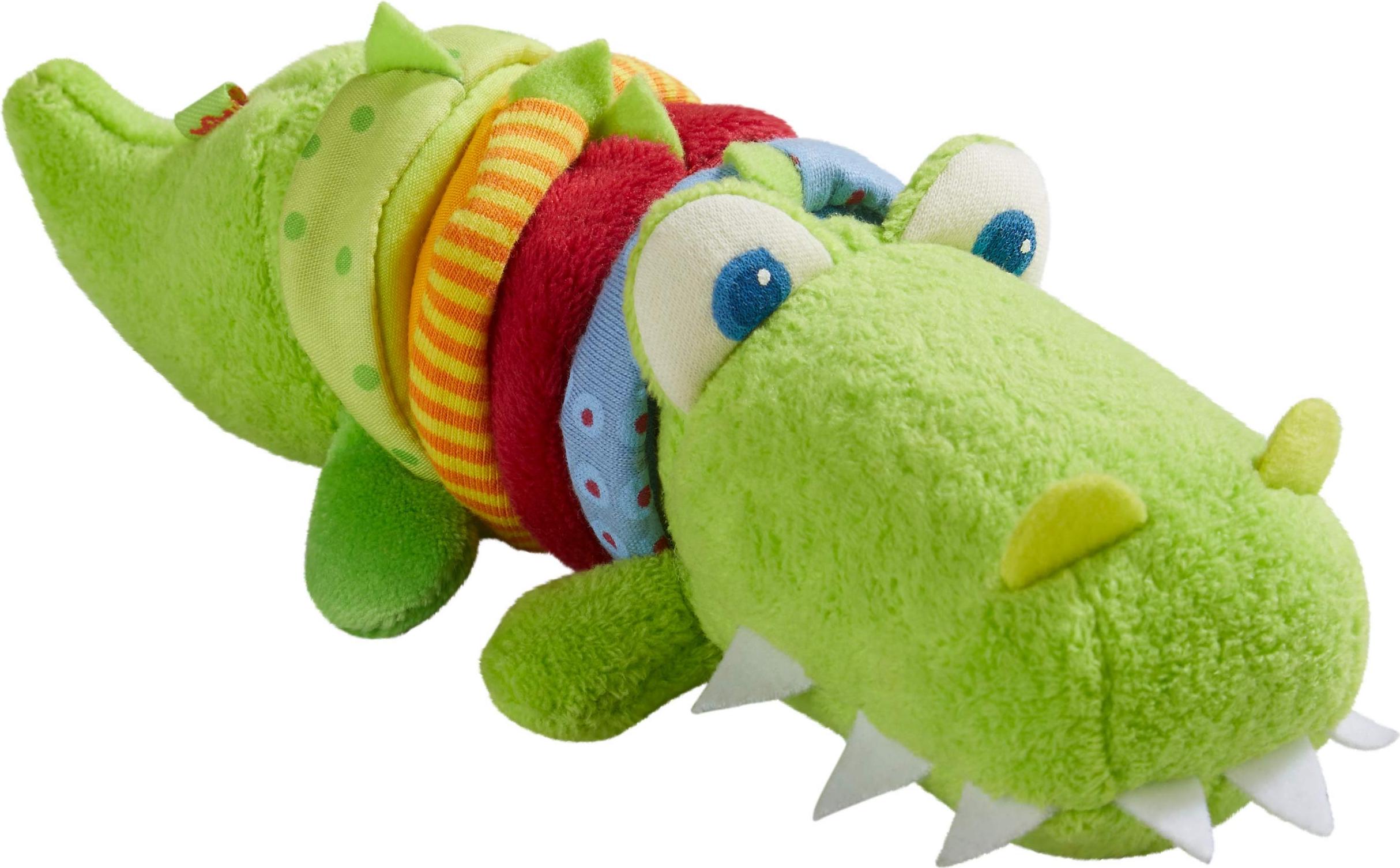 HABA 304759 - Ratterfigur Kroko, Baby-Spielzeug aus Stoff mit Rattermotor, Spielzeug ab 6 Monaten 1304759001