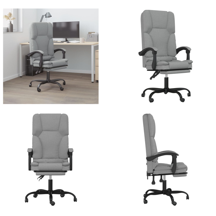 vidaXL Kancelárske kreslo s masážnou funkciou svetlo šedá látka - Masážne kancelárske kreslo - Masážne kancelárske kreslá - Kancelárske kreslo s masážnou funkciou - Elektrické kancelárske kreslo