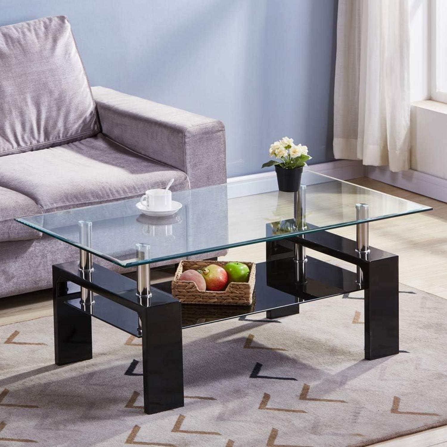 Sonstige Moderner Couchtisch Glas Schwarz Hochglanz 100x60x45cm