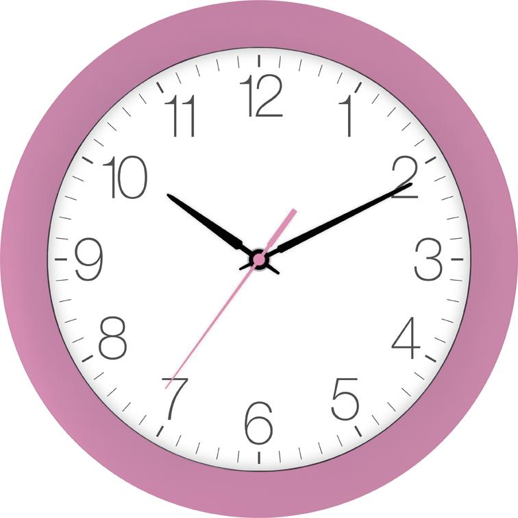 EUROTIME Funk Wanduhr rosa 30 cm mit gewölbtem Echtglas und automatischer Zeitumstellung